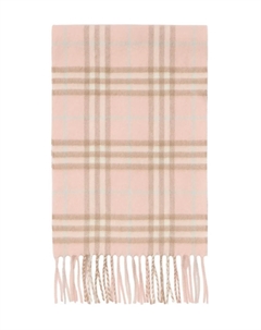 Кашемировый шарф в клетку с бахромой, розовый Burberry kids