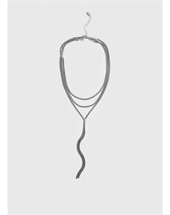 Трёхъярусное колье с цепочкой, Серебряный Ostin