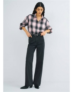 Широкие джинсы Wide leg с высокой посадкой, Серый Ostin