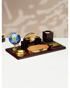 Набор настольный, органайзер 6 в 1 (блок для бумаг, подставка для печати, карандашница, часы, визитница, глобус) Calligrata