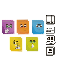 Комплект тетрадей из 10 штук (5 видов по 2 штуки), 48 листов в клетку Calligrata