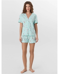 Комплект домашний женский зеленый с принтом Mark formelle