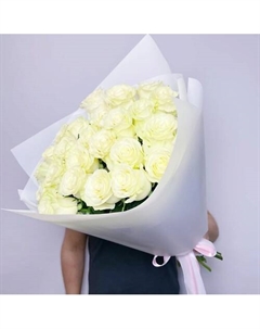 Букет из 25 белых роз Эквадор Мондиаль Flowers de luxe бутик цветов и подарков