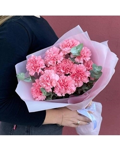 Букет из диантусов и эвкалипта "Свежесть" Flowers de luxe бутик цветов и подарков