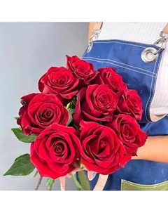 Букет из 9 красных роз 50см Эквадор под ленту Шарландия гринландия