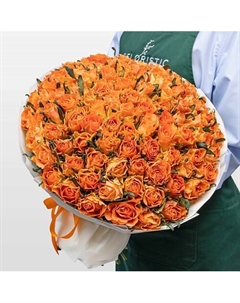 Букет оранжевых Роз Кения 40 см 101 шт «Солнце Калифорнии» Studio floristic