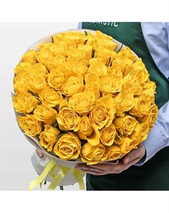 Букет желтых Роз Кения 40 см 51 шт «Лимонный Бархат» Studio floristic