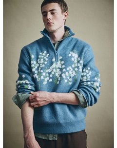 Жаккардовый джемпер Regular fit с воротом на молнии Sela