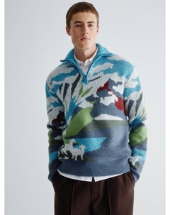 Жаккардовый джемпер Regular fit с воротом на молнии Sela