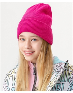 Шапка розовая вязаная Button blue