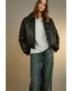 Куртка-бомбер с кожаной фактурой Befree