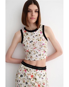 Топ хлопковый с принтом укороченный Laroom