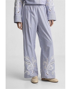 Брюки хлопковые в полоску с шитьем Tommy hilfiger