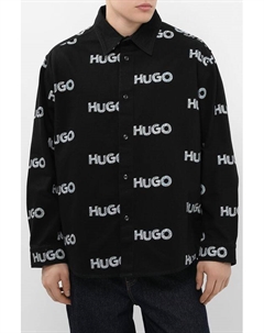 Рубашка свободного кроя из структурированной хлопковой смеси Hugo blue