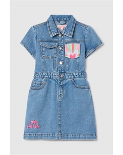 Платье джинсовое с коротким рукавом на эластичном поясе Love therapy