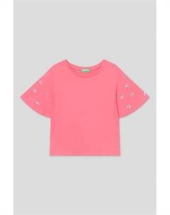 Футболка хлопковая со стразами Benetton