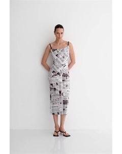 Платье хлопковое на бретельках с принтом Laroom