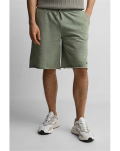 Шорты хлопковые на кулиске с необработанным краем Guess