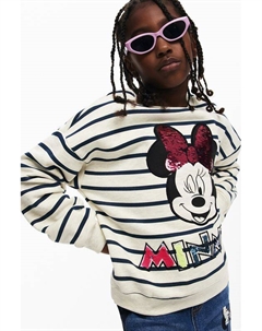 Свитшот хлопковый в полоску с принтом Desigual