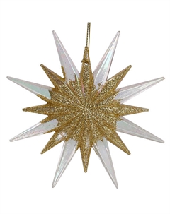 Подвеска Снежинка-5 10,5см акрил золотой Maxijoy