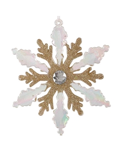 Подвеска Снежинка 13см акрил золотой Maxijoy