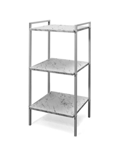 Стеллаж три полки 380х380х800мм ЛДСП/металл мрамор белый/белый Нет марки
