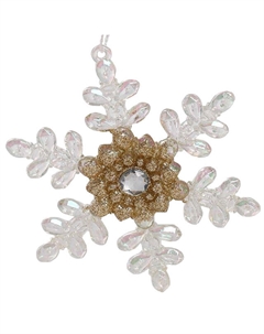 Подвеска Снежинка-4 10,5см акрил шампань Maxijoy