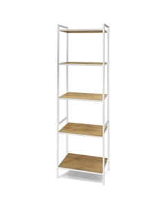 Стеллаж пять полок 450х300х1550мм ЛДСП/металл дуб вотан/белый Нет марки