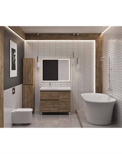 Мебель для ванной комнаты Nova Lite 2.0 90 см напольная, дуб рустикальный, левая Aquanet