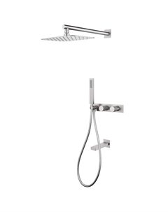 Душевая система Abber Rund встраиваемая с верхним душем с лейкой со смесителем сатин (AF8717SP)