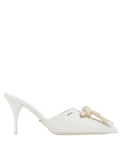 Мюли с узлом на каблуке 85 мм, белый Prada