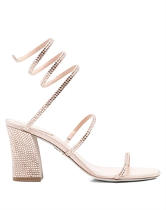 Босоножки Cleo с украшением, каблук 80 мм René Caovilla, бежевый Rene caovilla