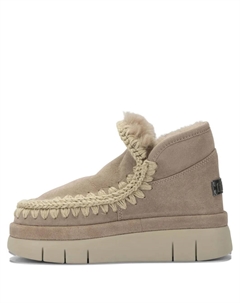 Ботинки на платформе с отделкой крючком, бежевый Mou
