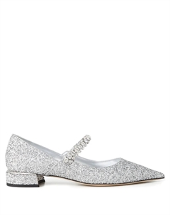 Туфли-лодочки с острым носком и украшением из кристаллов, каблук 25 мм, серебристый Jimmy choo