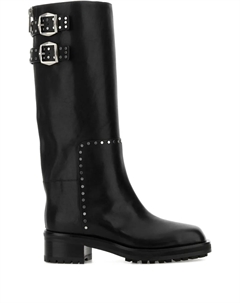 Ботинки Brooklyn KB с пряжкой и заклёпками, каблук 50 мм, черный Jimmy choo