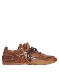 Кожаные кроссовки, коричневый Miu miu