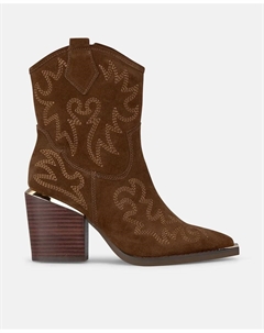 Женские ботильоны на широком каблуке с вышивкой и застежкой-молнией, песочный Alma en pena.