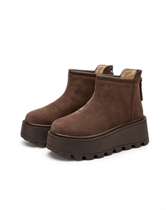 Термостойкие устойчивые к истиранию противоскользящие короткие зимние ботинки с эффектом увеличения роста для женщин, коричневый Daphne