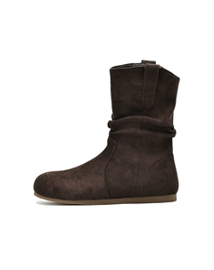 Винтажный стиль без усилий, минималистичный стиль универсальные ботильоны со стопкой, женские ботильоны Coffee, Coffee (Heel Height 1Cm Hidden Wedge 0.5Cm) Josiny