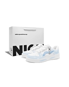 Понтонные лодки устойчивые к истиранию дышащие увеличивающие высоту низкие скейтборд кроссовки unisex, светло-голубой Li-ning