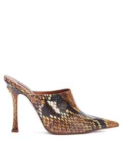 Мюли со змеиным принтом, коричневый Roberto cavalli