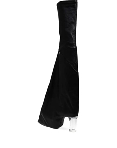 Кожаные ботинки на каблуке 120 мм с прозрачным каблуком, черный Rick owens