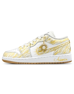 Air 1 устойчивые к истиранию низкие баскетбольные кроссовки Unisex Gold Jordan