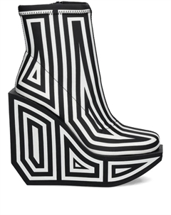 Ботильоны на танкетке с полосатым принтом, черный United nude