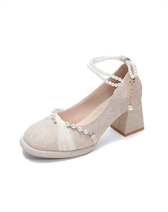 Женские туфли на платформе с массивным каблуком apricot, Apricot 7Cm Medd