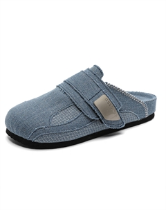 Слипоны Unisex с закрытым носком, резиновой подошвой, прострочкой и противоскользящим покрытием, синий Bellum han