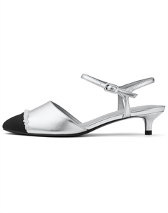 Маленькие туфли Ck Slim Heel на каблуке 3,7 см для женщин, серебряный серебряный Charles&keith