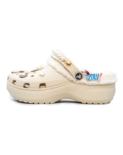 Классические платформенные клоги зимние puppy clogs unisex bone white Crocs
