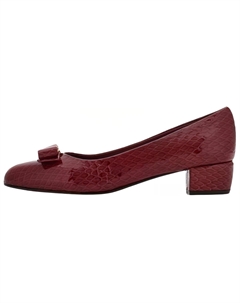 Женские туфли на платформе с массивным каблуком 3 см красные Ferragamo