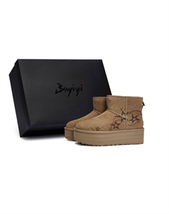 Специальные термоутепленные противоскользящие короткие снежные ботинки women's chestnut brown Ugg